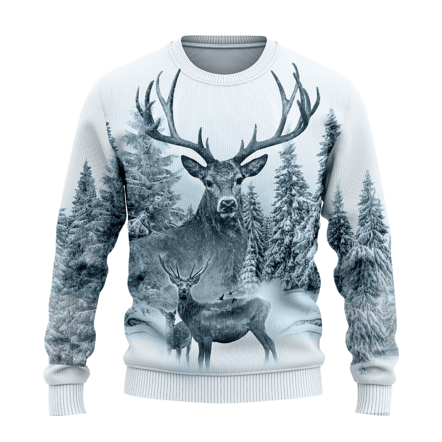 White Deer Hunting 3D All Over Printed Shirts for Women