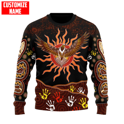 Aboriginal Wedge tailed Eagle Custom name 3D printed winter shirts