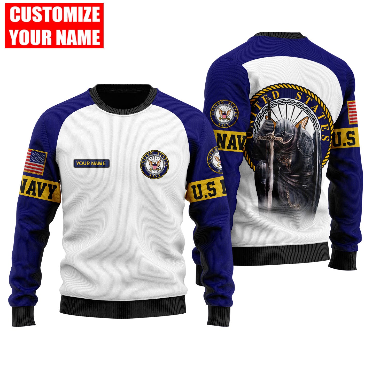 Customized name US Navy 3D All Over Printed Unisex Shirts