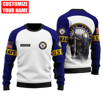 Customized name US Navy 3D All Over Printed Unisex Shirts