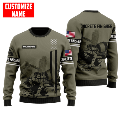 Customized Name US Concrete Finisher With Poured Concrete 3D All Over Printed Shirts