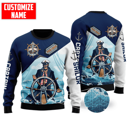 Customized Name Captain Sailor 3D All Over Printed Shirts