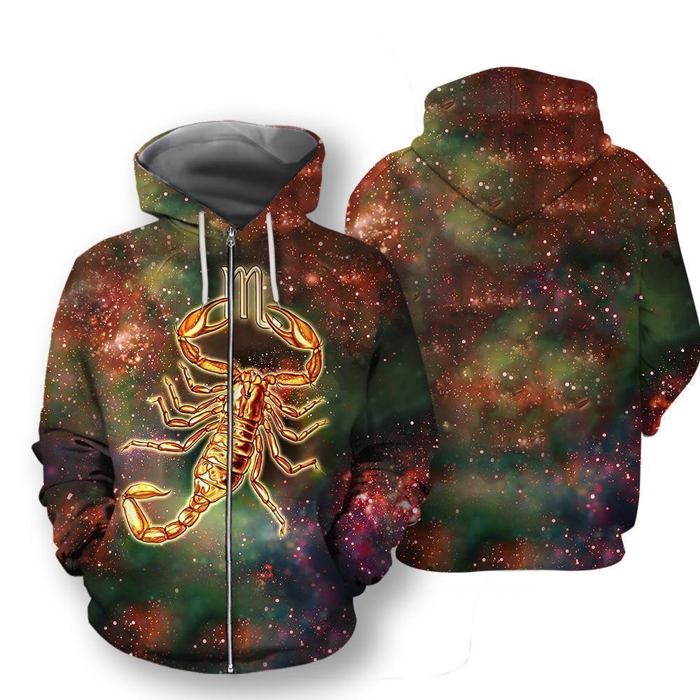 All Over Printed Scorpio Hoodie-Apparel-NTH-Zip-Hoodie-S-Vibe Cosy™