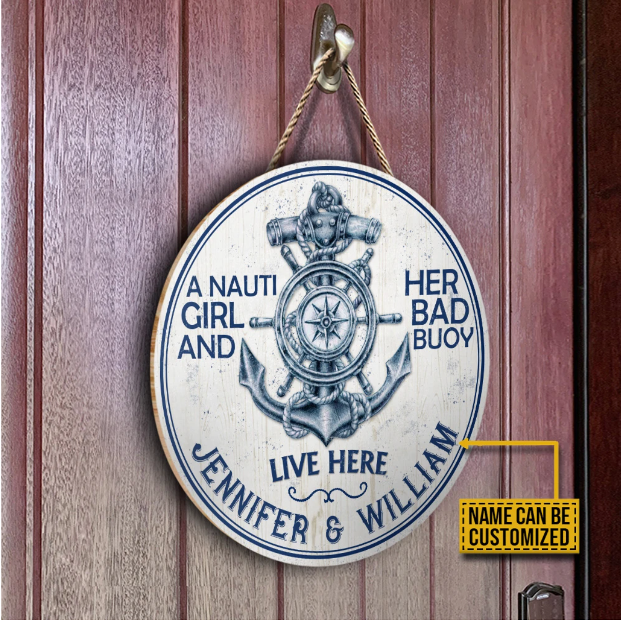 Custom name Couple Sailor Decor Wood Sign