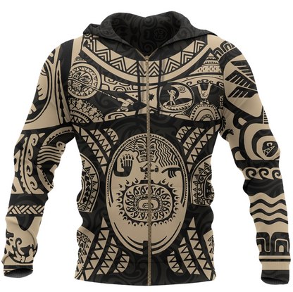 Maui Tattoo Shirt, Mini Maui Tattoo 3D Full Printing Pullover Hoodie MP981-Apparel-MP-Zipped Hoodie-S-Vibe Cosy™