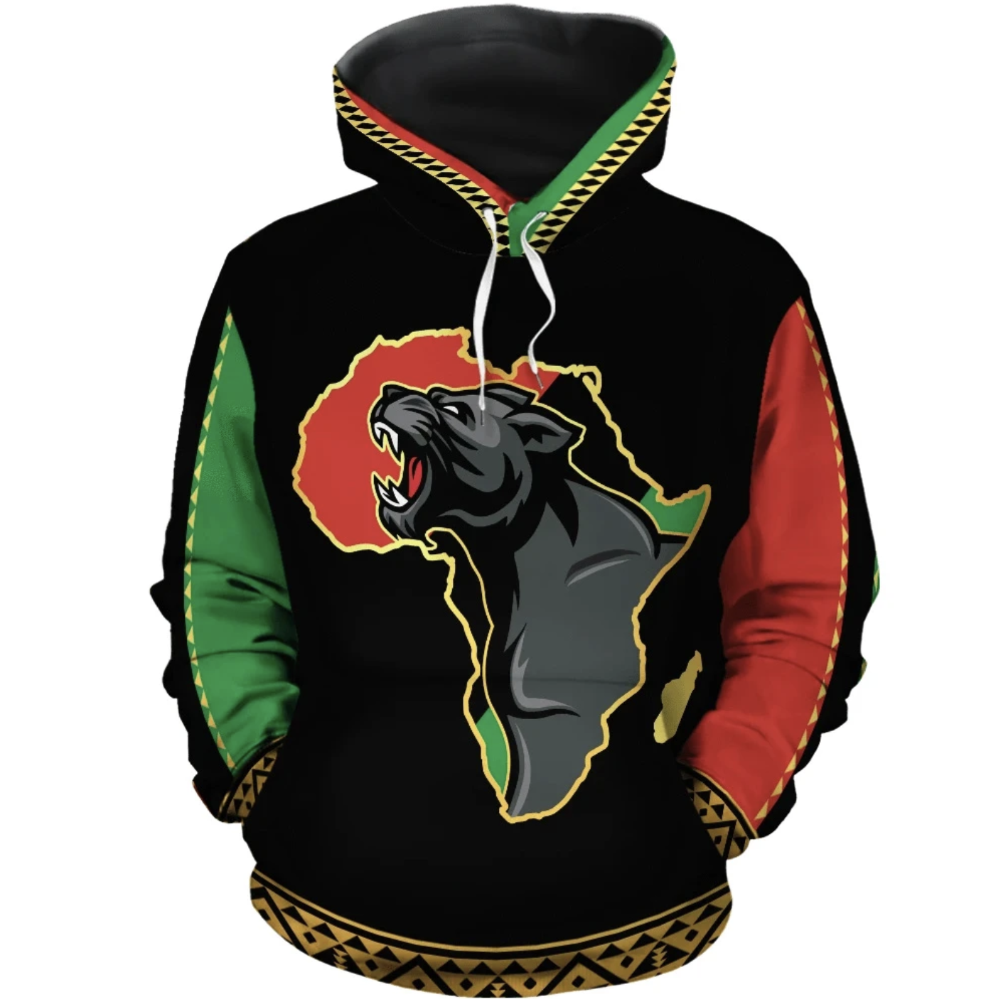 African Hoodie - Panther Africa All Over Hoodie-ALL OVER PRINT HOODIES (A)-HPArt-Women-XS-Black-Vibe Cosy™