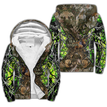 Elk Hunting Camo 3D Over Printed Unisex Deluxe Hoodie ML