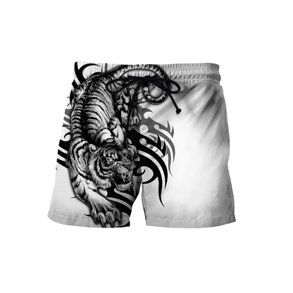 White Tiger Tribal Tattoo 3D All Over Printed Shirts For Men and Women