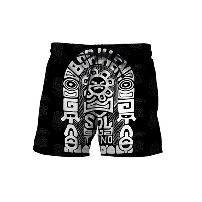 Puerto Rico White Symbol Sol Taino On Black Shirt QB06232002-Apparel-TQH-Shorts-S-Vibe Cosy™