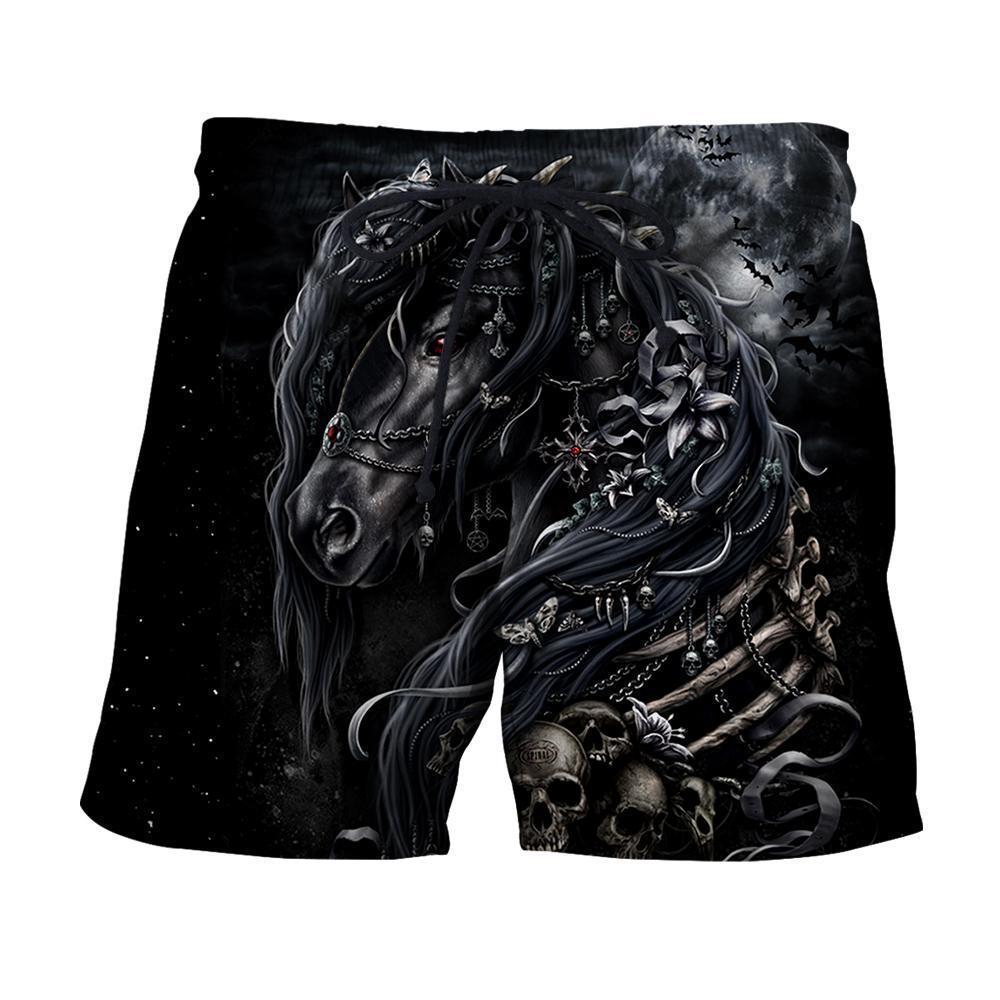 3D All Over Printed Black Horse-Apparel-HP Arts-SHORTS-S-Vibe Cosy™