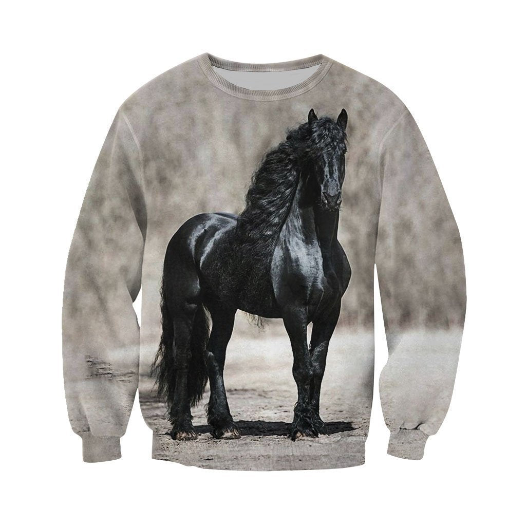 3D All Over Printed Black Horse Shirts-Apparel-HP Arts-Sweatshirt-S-Vibe Cosy™