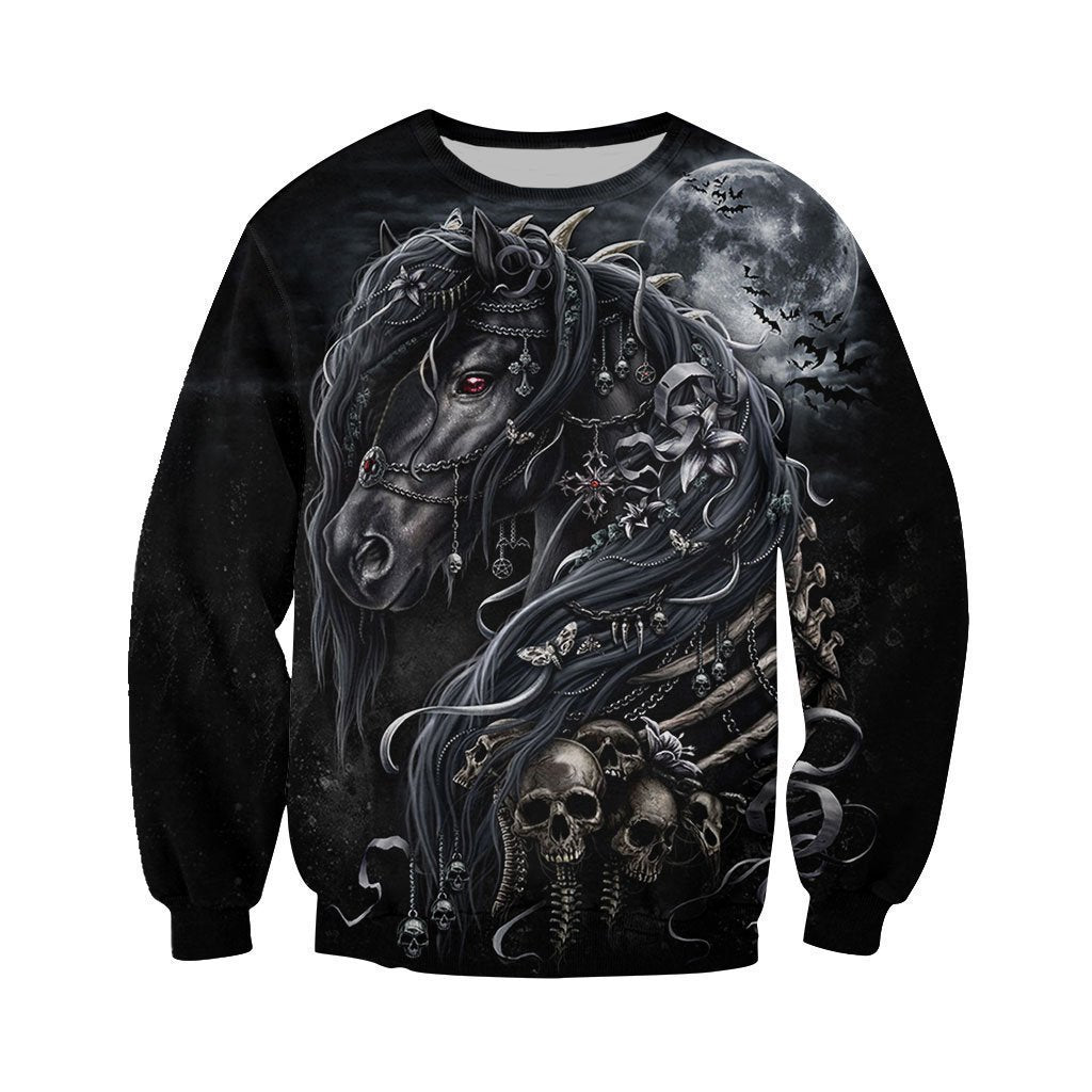 3D All Over Printed Black Horse-Apparel-HP Arts-Sweatshirt-S-Vibe Cosy™