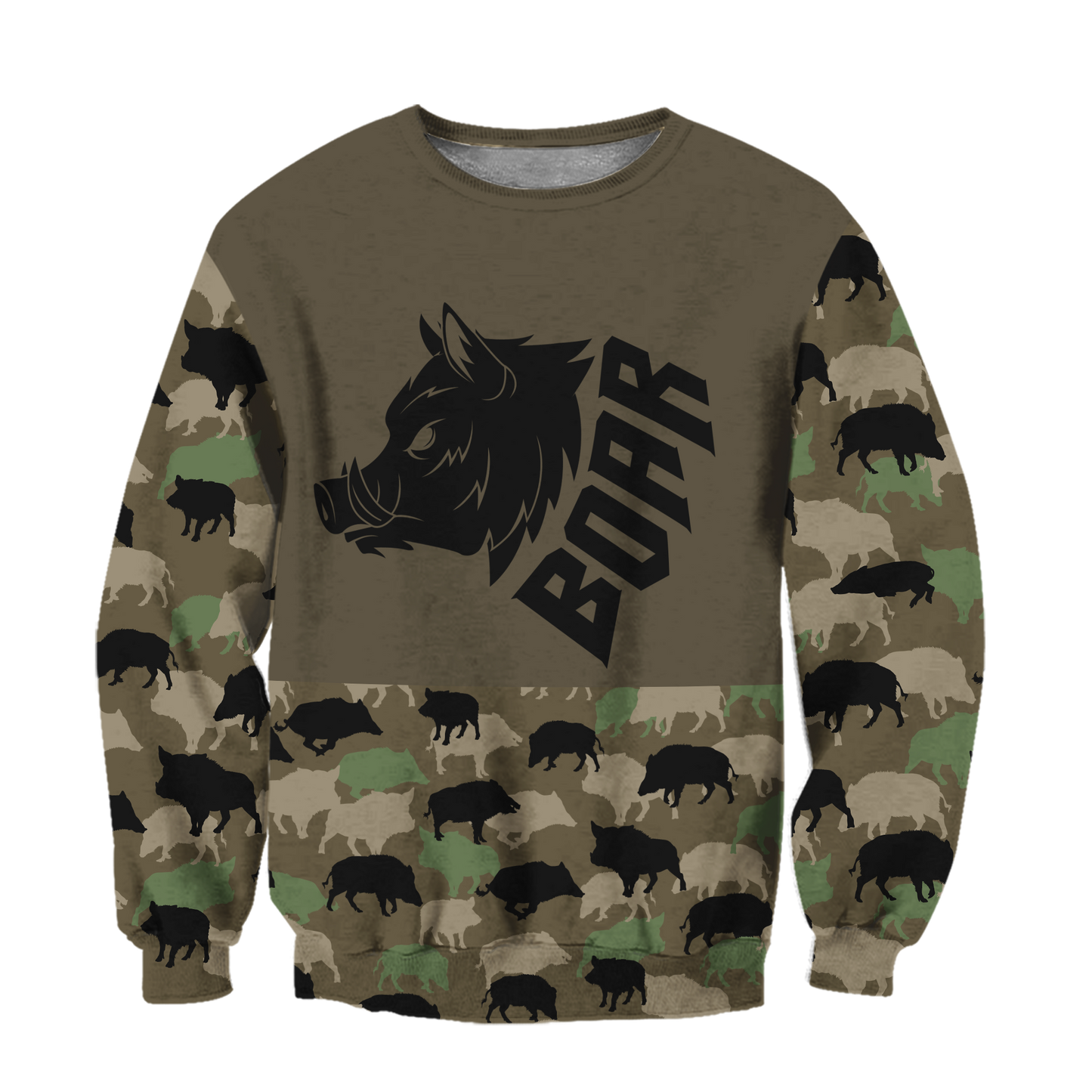 Boar Hunting Dark Green Camo 3D All Over Print  Hoodie