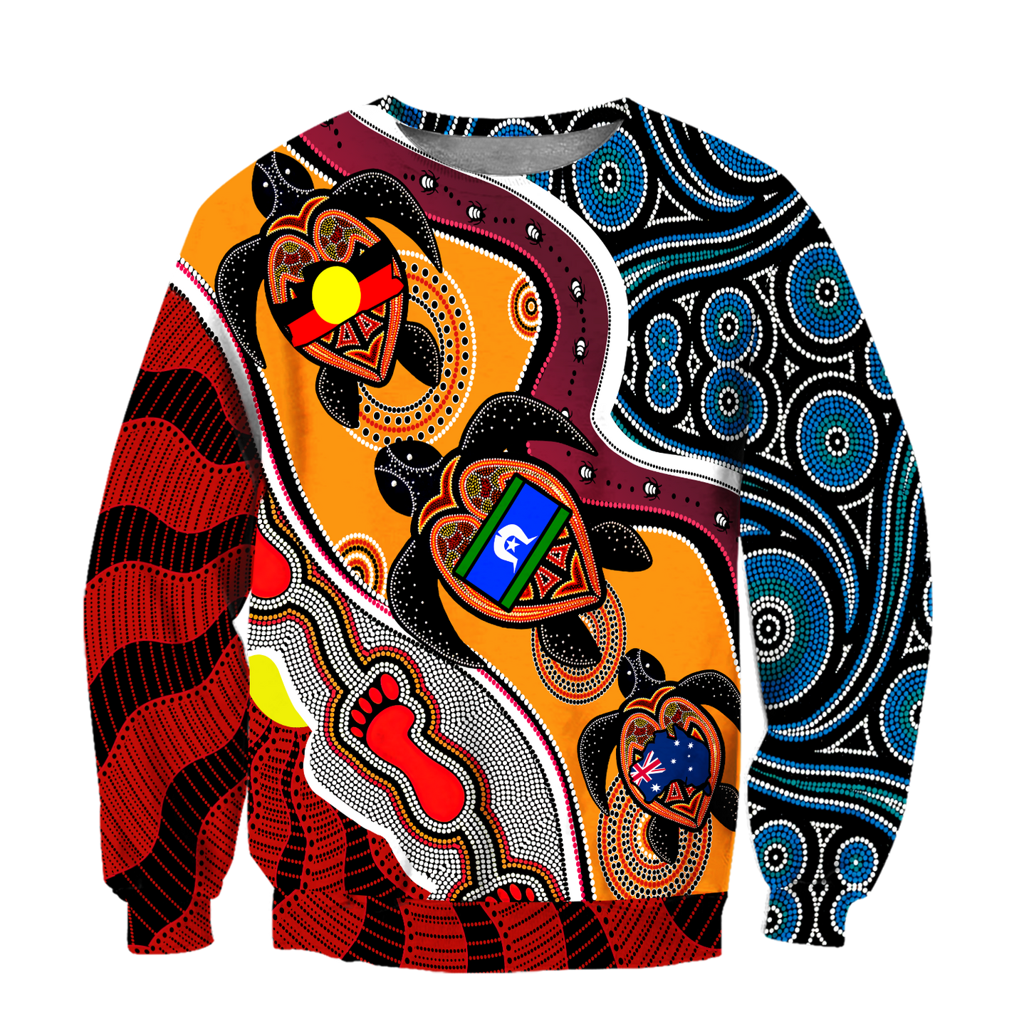 Australia Aboriginal Dots With Turtle And Naidoc Flags 3D Hoodie Shirt For Men And Women