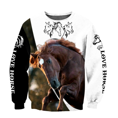 Love Horse 3D All over print for Men and Women shirt Pi030102-Apparel-NNK-Sweat Shirt-S-Vibe Cosy™