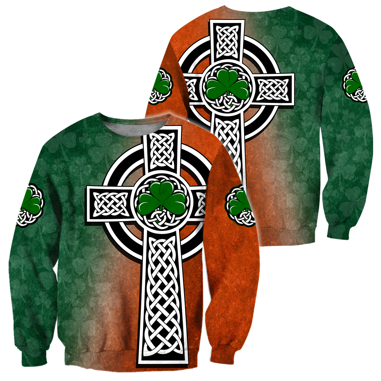 Irish Saint Patrick's Day Shamrock Celtic Cross Hoodie T-Shirt Sweatshirt-Apparel-NM-Sweater-S-Vibe Cosy™