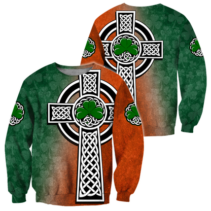 Irish Saint Patrick's Day Shamrock Celtic Cross Hoodie T-Shirt Sweatshirt-Apparel-NM-Sweater-S-Vibe Cosy™