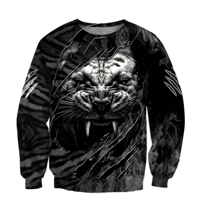 Warrior White Tiger Hoodie Over Printed for Men and Women