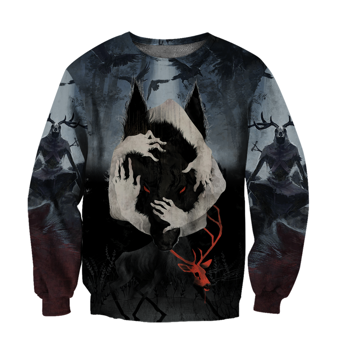 Crazy Wolf All Over Printed Unisex Deluxe Hoodie ML