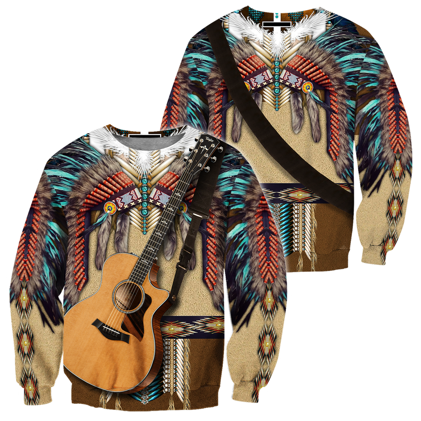 Native American Guitar Over Printed Shirts For Men and Women Pi11082001
