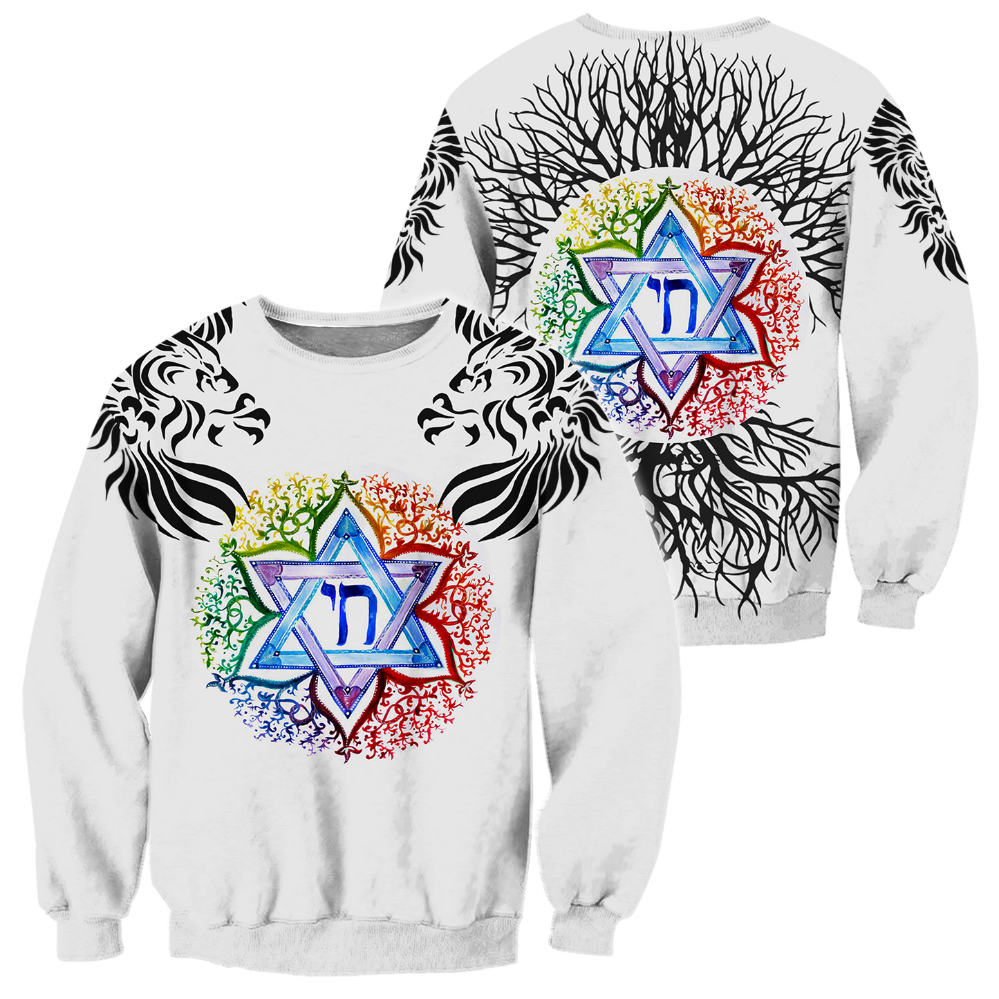 Premium Jewish Chai Symbol Star Of David All Over Printed Shirts For Hanukkah MEI