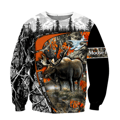 Moose Hunting Camo 3D Over Printed Unisex Deluxe Hoodie ML