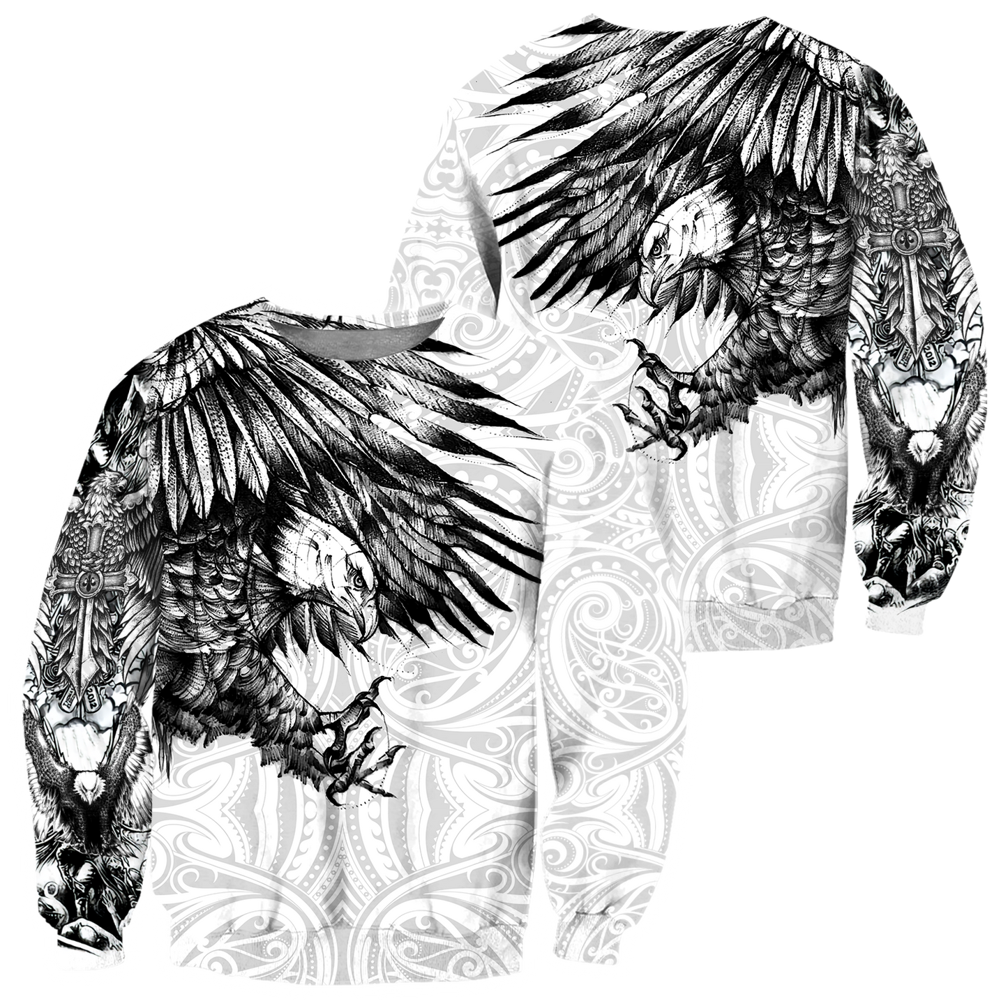 Eagle Tattoo Art Hoodie T Shirt For Men and Women HAC300503-NM-Apparel-NM-Sweatshirts-S-Vibe Cosy™
