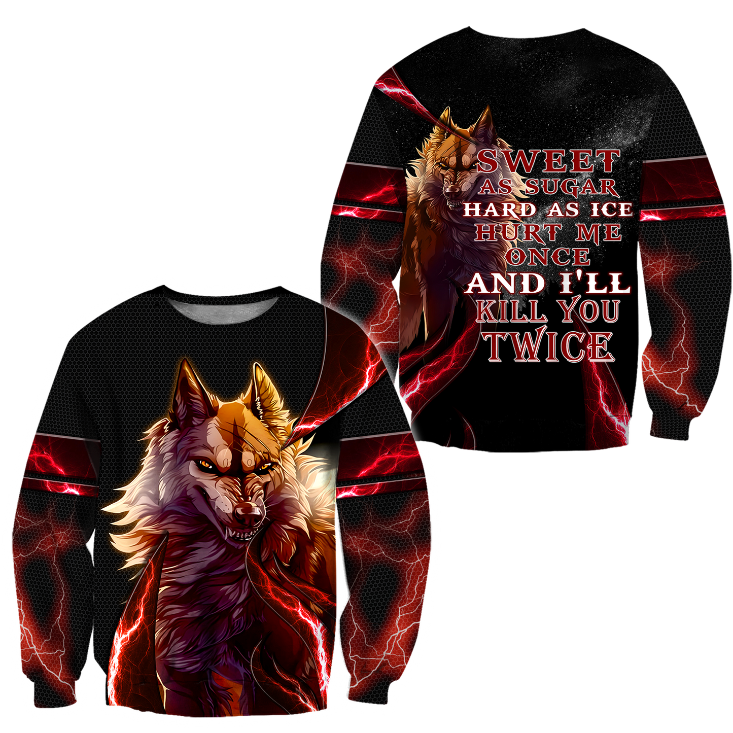 Red Thunder Wolf 3D All Over Printed Shirts For Men and Women HAC080102