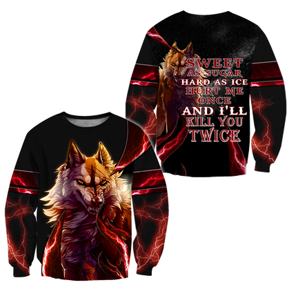 Red Thunder Wolf 3D All Over Printed Shirts For Men and Women HAC080102