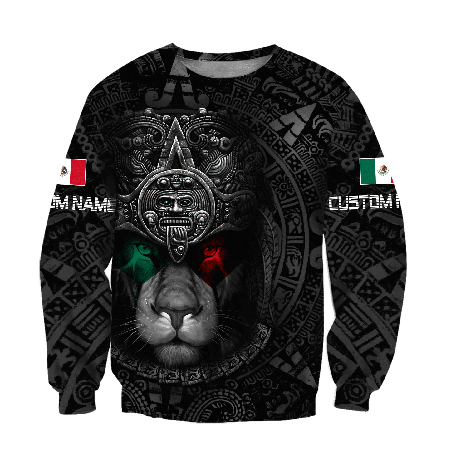 Custom Name Mexican Lion Warrior 3D All Over Printed Shirt for Men and Women