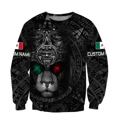 Custom Name Mexican Lion Warrior 3D All Over Printed Shirt for Men and Women