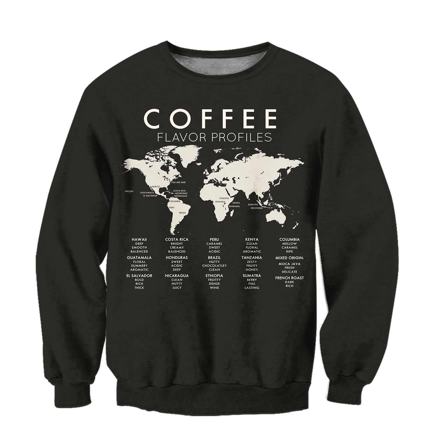 Beautiful Maps Coffee World 3D All Over Printed Differences Between Types Of World Coffee Shirts and Shorts Pi271102 PL-Apparel-PL8386-sweatshirt-S-Vibe Cosy™