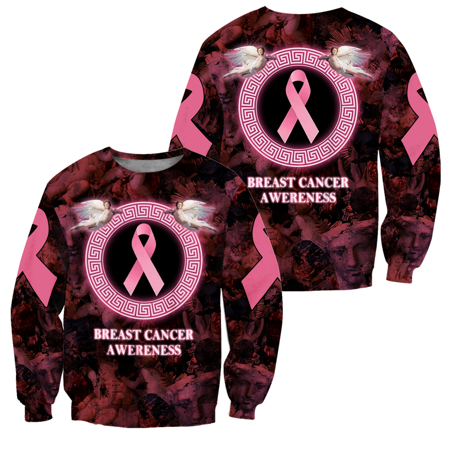 3D Angel Breast Cancer Awareness Hoodie T-Shirt Sweatshirt SU110301-Apparel-SUN-Sweater-S-Vibe Cosy™