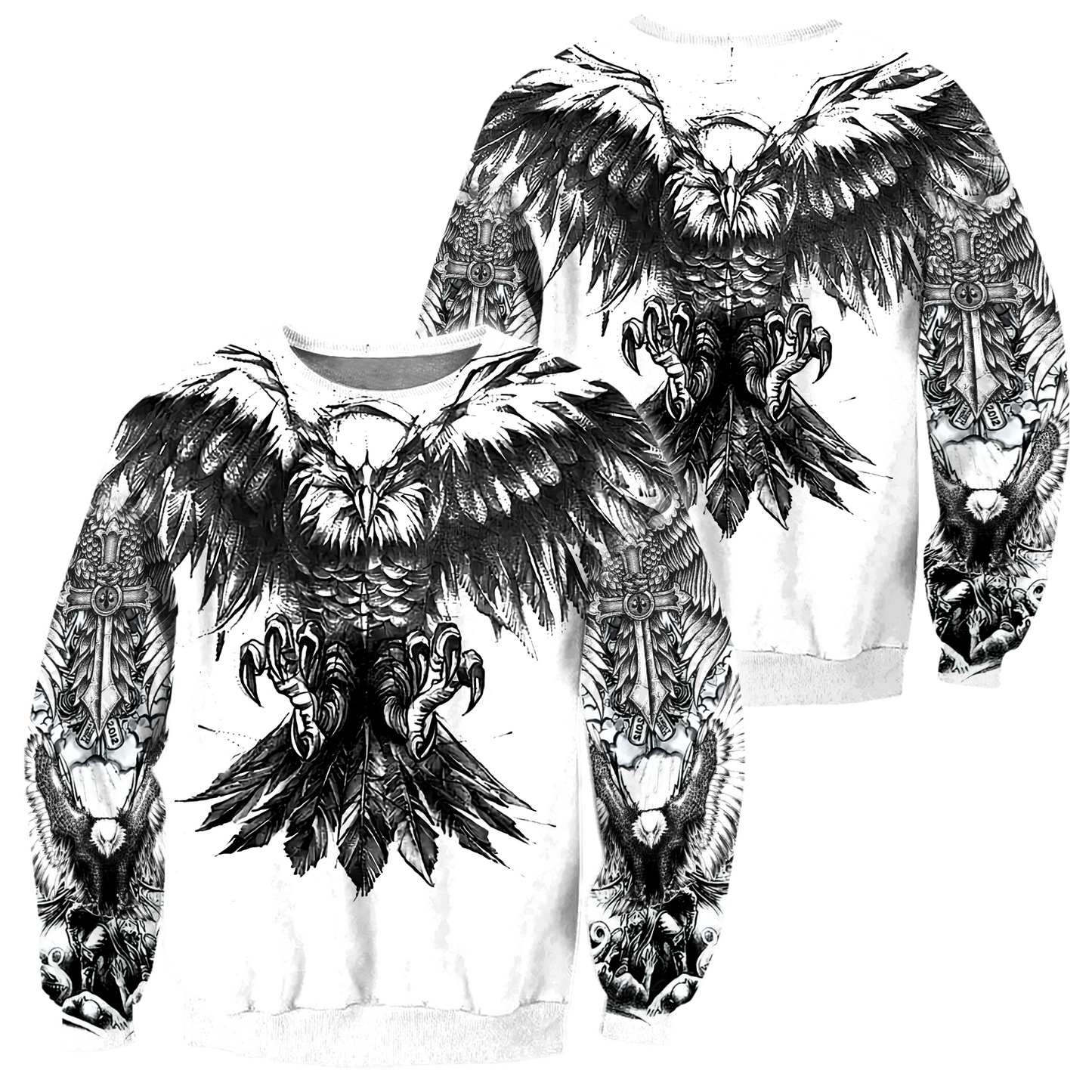 Eagle Tattoo Art Hoodie T Shirt For Men and Women HAC300504-NM-Apparel-NM-Sweatshirts-S-Vibe Cosy™