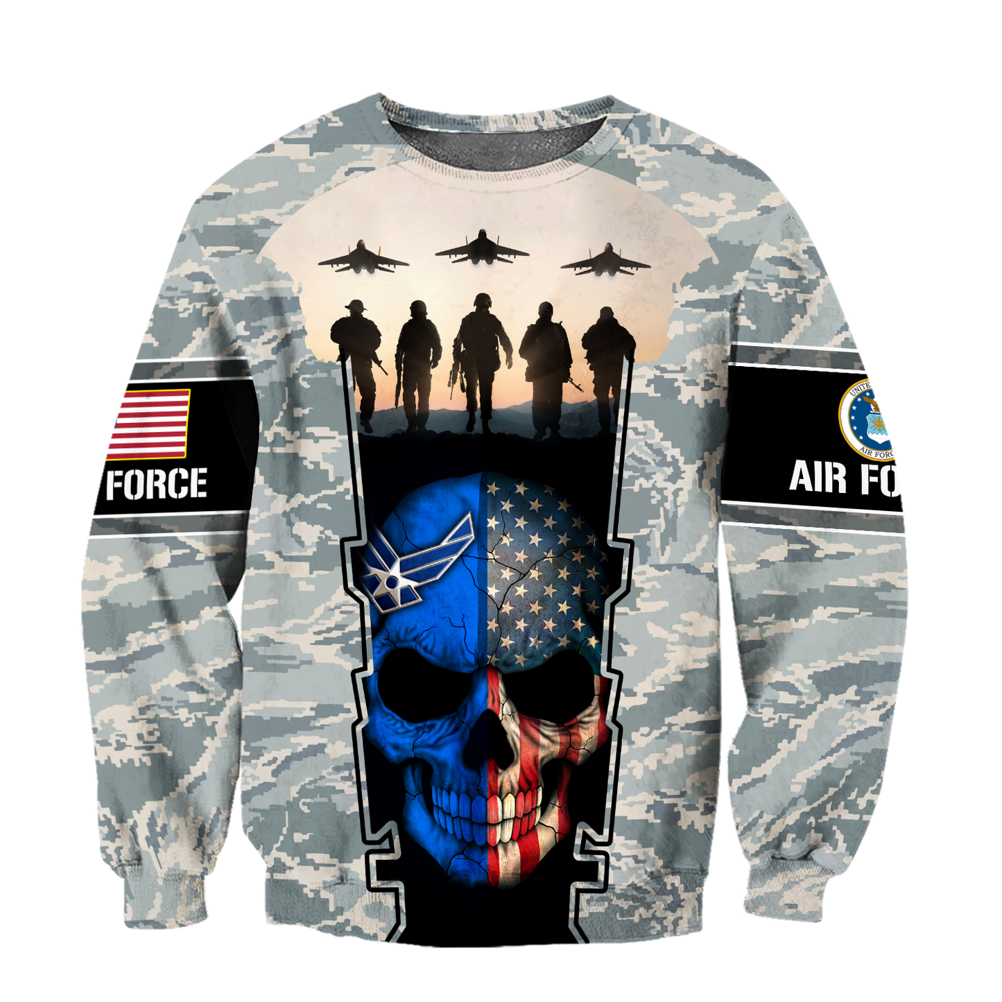 US Air Force skull 3d all over printed for man and women Pi270203 PL-Apparel-PL8386-Sweatshirt-S-Vibe Cosy™