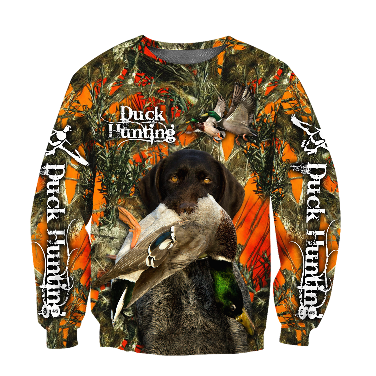 Duck Hunting Labrador Retriever Orange Camo 3D All Over Print  Hoodie Pi17082001S