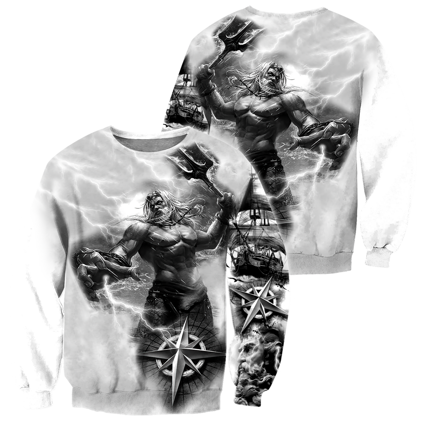 Poseidon Tattoo 3D All Over Printed Shirts HAC040601-Apparel-MP-Sweatshirts-S-Vibe Cosy™