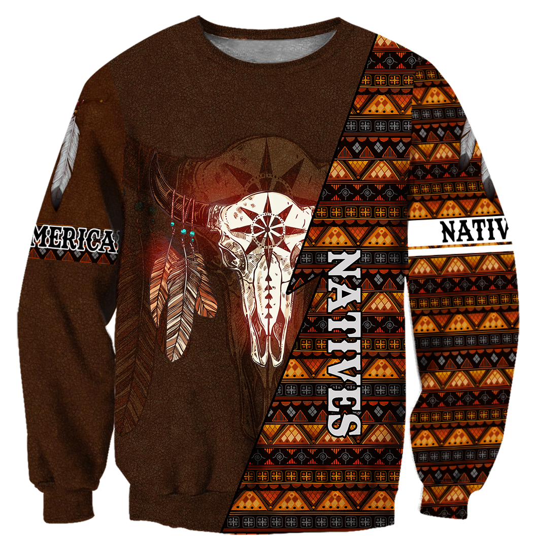 Premium Native American Bull Skull All Over Printed Shirts For Men And Women MEI