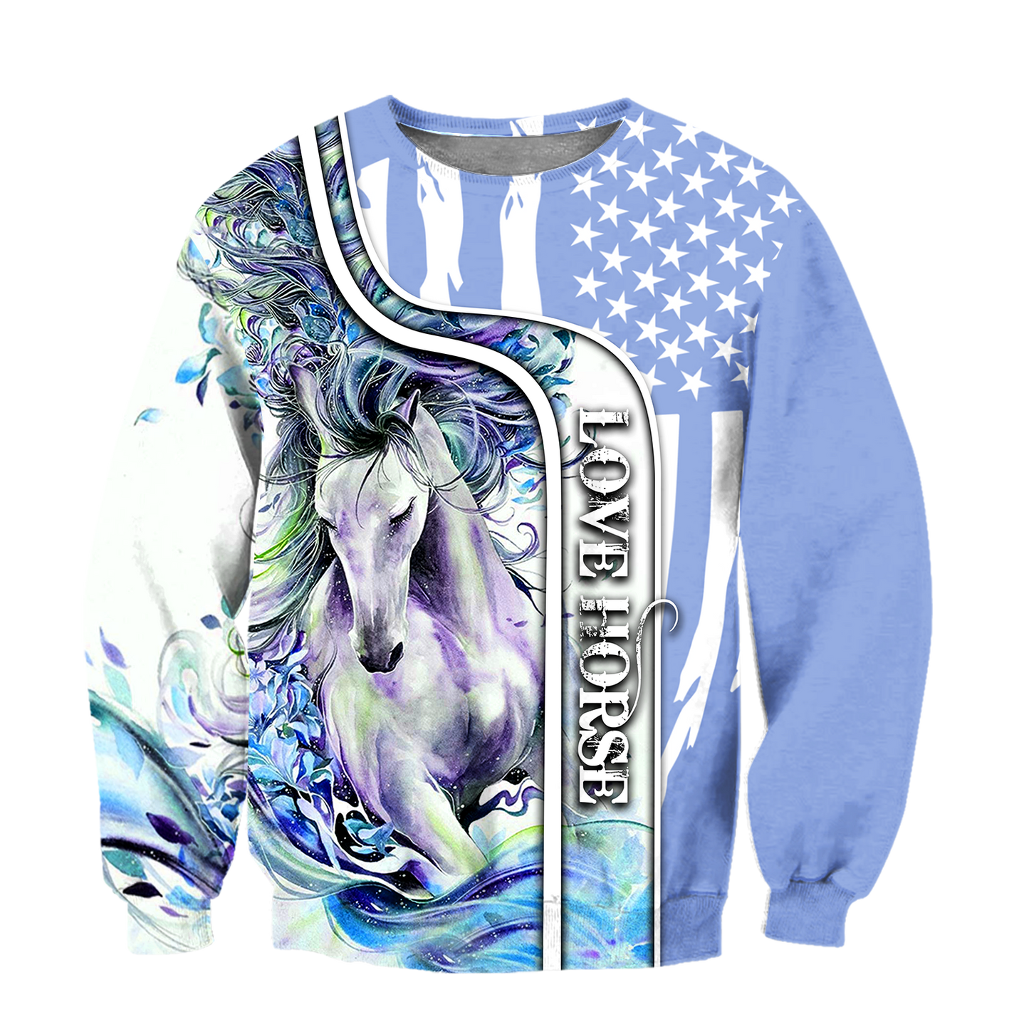 Beautiful Love Horse winter set for Women - Blue Version Pi201203-Apparel-NNK-Sweat Shirt-S-Vibe Cosy™