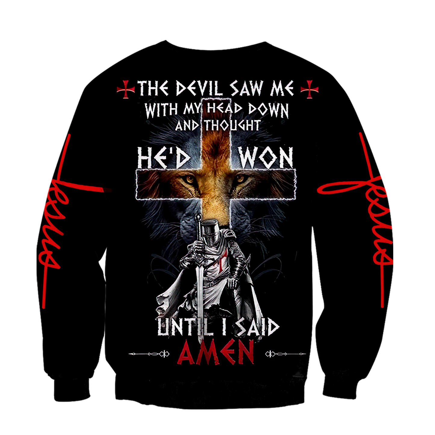 The Devil Saw Me With My Head Down And Thought He'd Won Until I Said Amen-Apparel-HP Arts-Hoodie-S-Vibe Cosy™