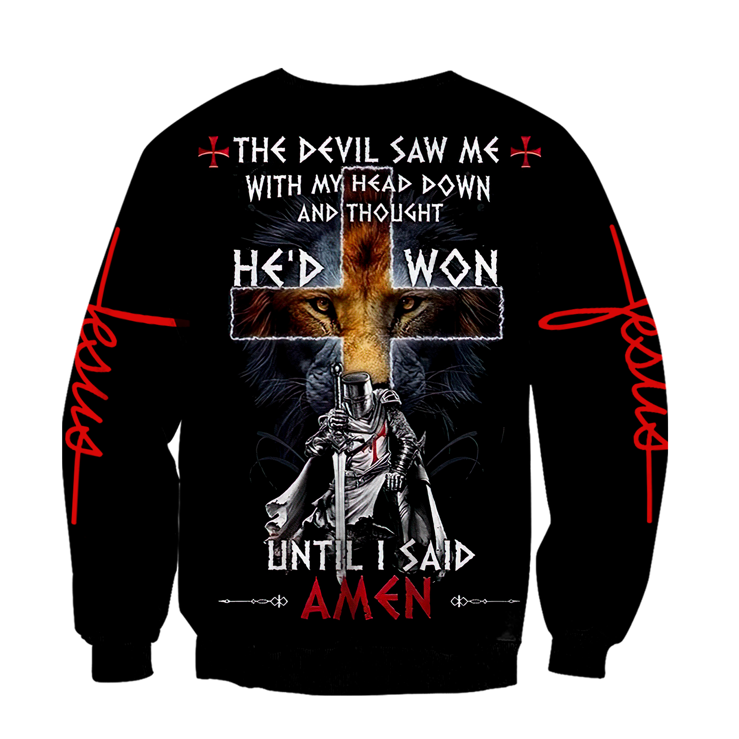 The Devil Saw Me With My Head Down And Thought He'd Won Until I Said Amen-Apparel-HP Arts-Hoodie-S-Vibe Cosy™