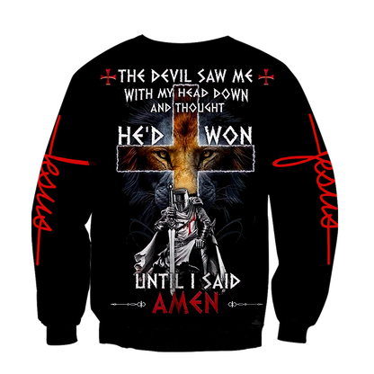 The Devil Saw Me With My Head Down And Thought He'd Won Until I Said Amen-Apparel-HP Arts-Hoodie-S-Vibe Cosy™
