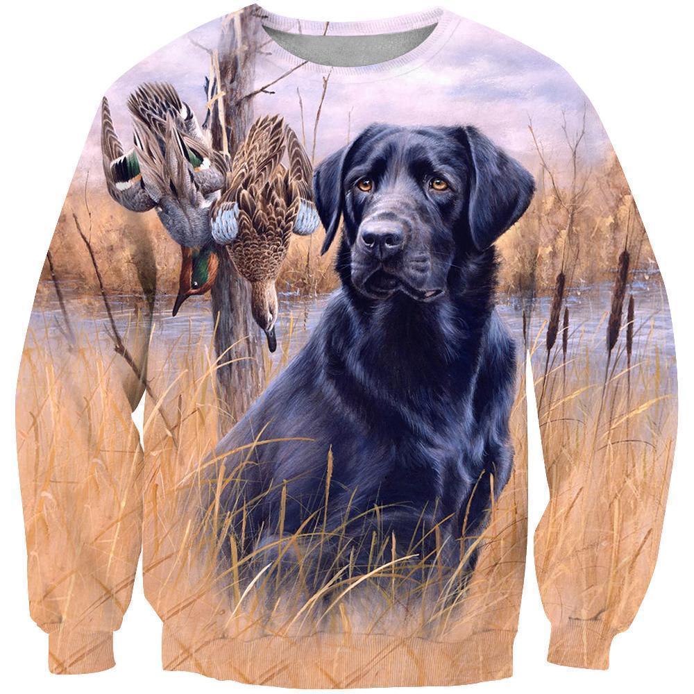 All Over Printed Black Golden Retriever-Apparel-HbArts-Sweatshirt-S-Vibe Cosy™