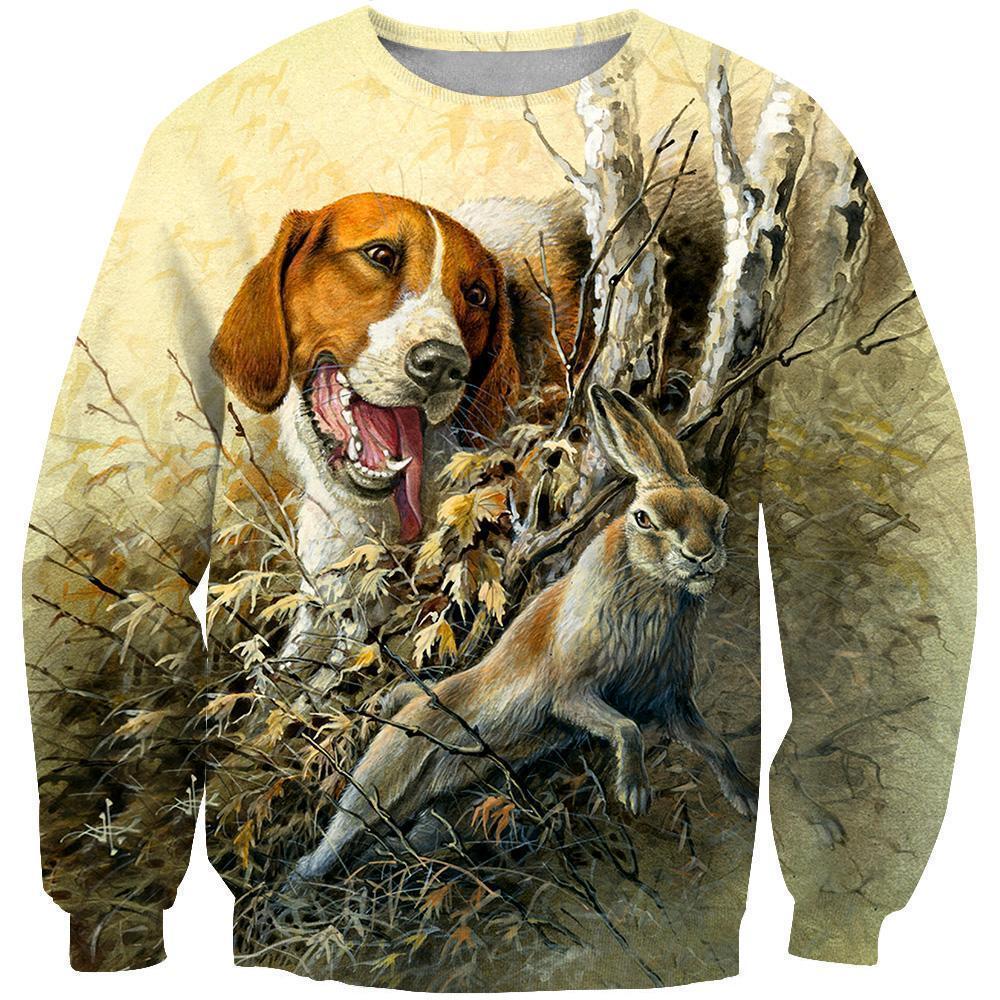 All Over Print Rabbit Hunting-Apparel-HbArts-Sweatshirt-S-Vibe Cosy™
