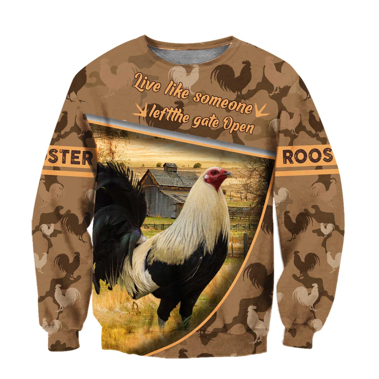 Rooster All Over Printed Unisex Deluxe Hoodie ML