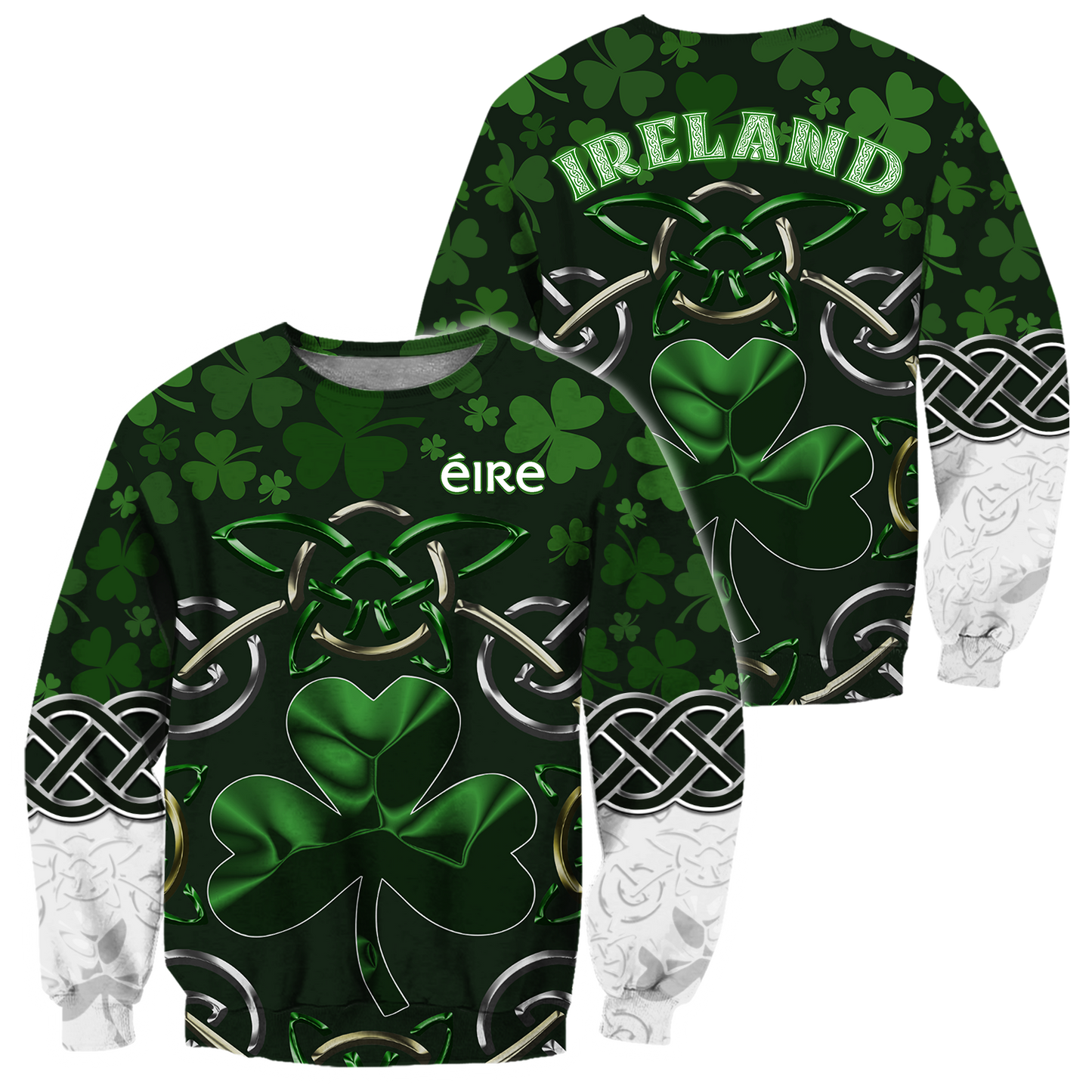 Irish Saint Patrick's Day Shamrock Celtic Cross Hoodie T-Shirt Sweatshirt Pi020310-Apparel-NM-Sweater-S-Vibe Cosy™