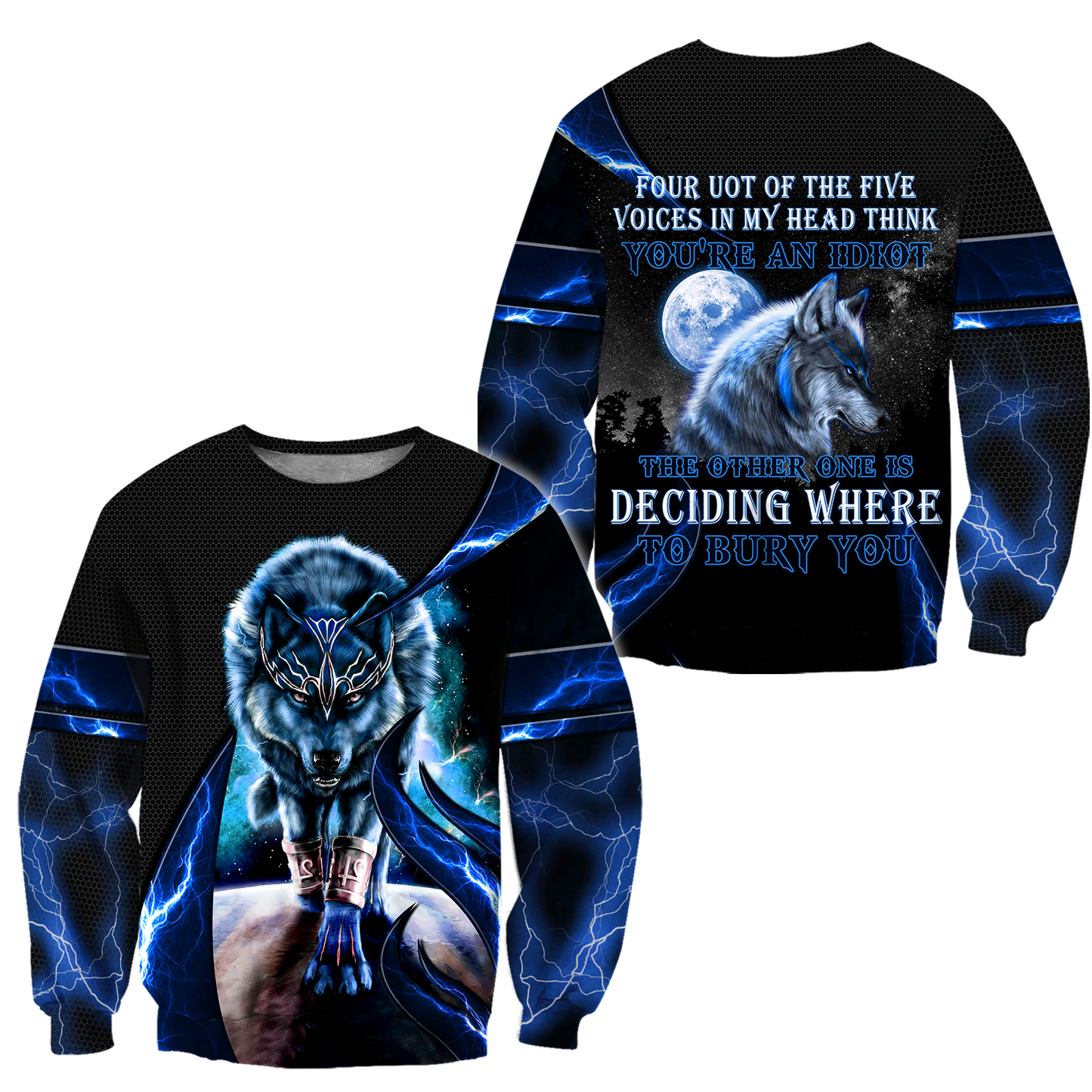 Blue Thunder Wolf 3D All Over Printed Shirts For Men and Women HAC080101