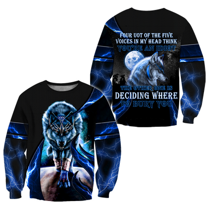 Blue Thunder Wolf 3D All Over Printed Shirts For Men and Women HAC080101