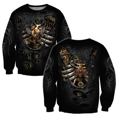 Steampunk Mechanic Skull All Over Printed Hoodie For Men and Women Pi21102002
