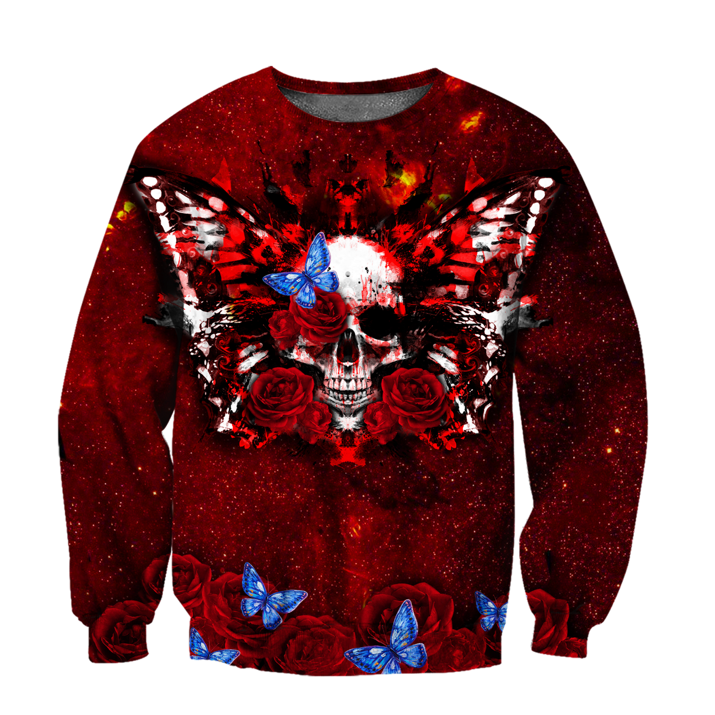 Butterfly Love Skull 3D all over printed for man and women QB05312002-Apparel-PL8386-Sweatshirt-S-Vibe Cosy™